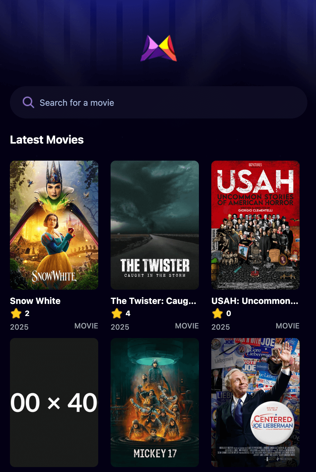 Screenshot of Movies App project